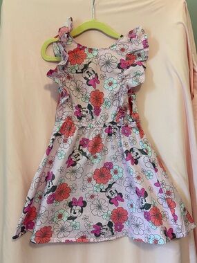 Disney Pink Floral Minnie Ruffle Dress size 6